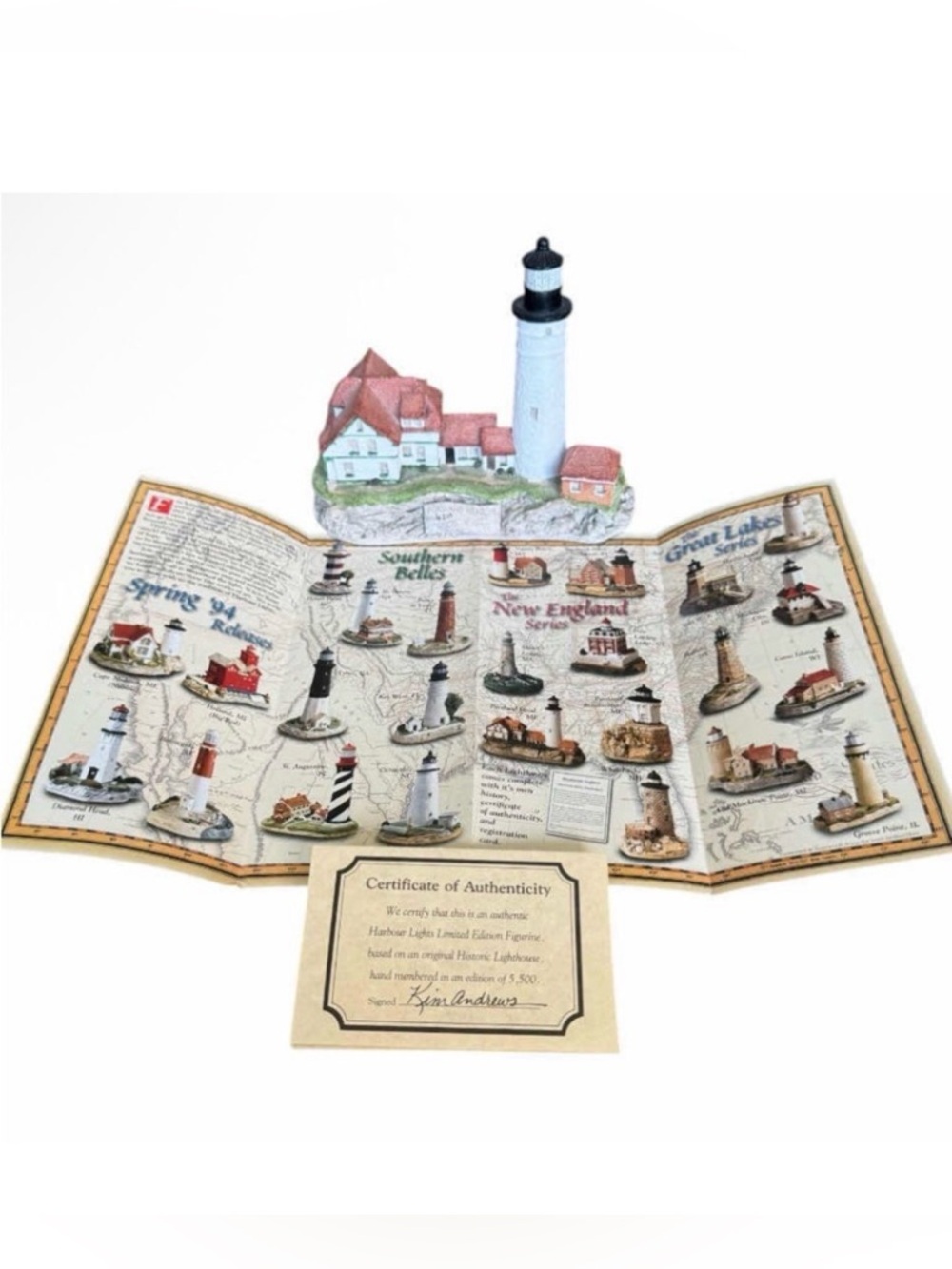 Vintage Harbour Lights Limited Edition Resin Figurine Portland Head Maine 1992